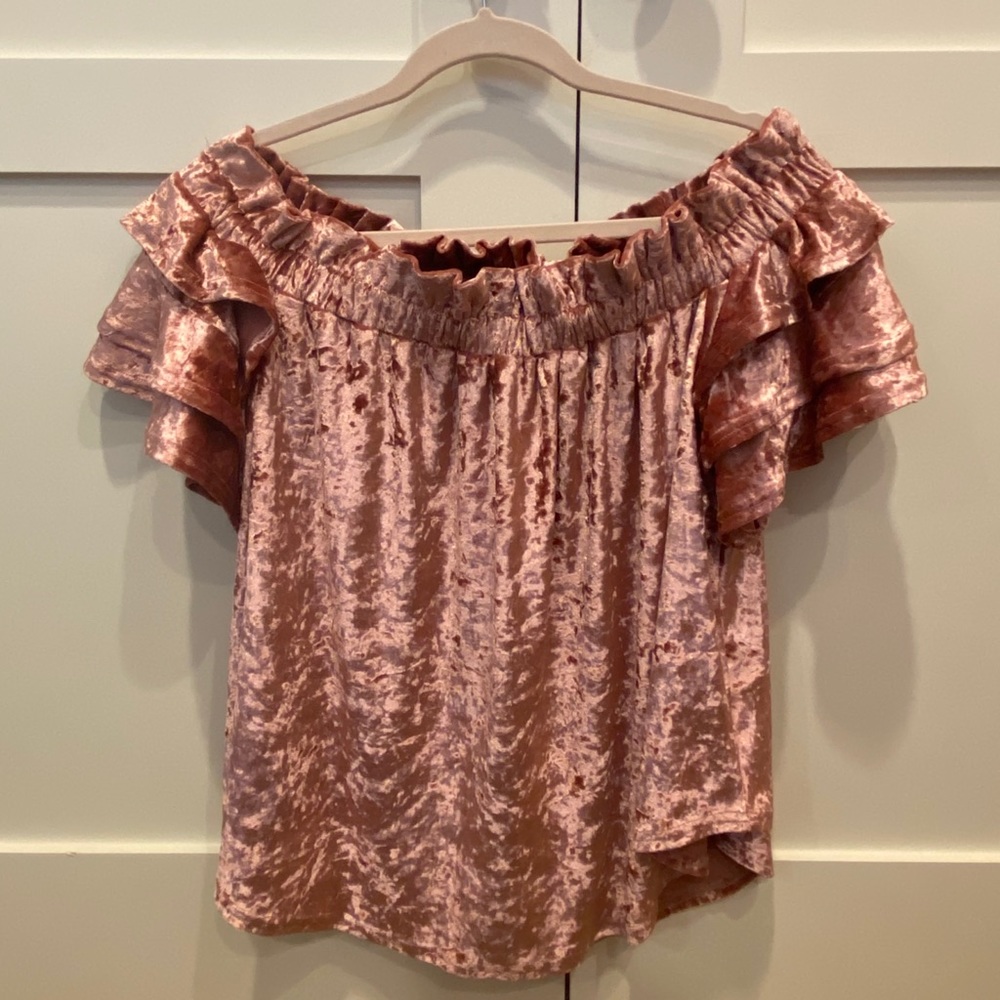 Off the shoulder pink velvet top